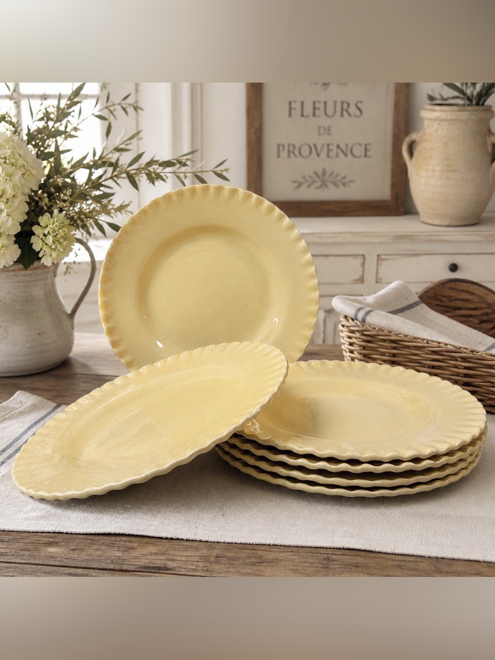 Pottery Barn Pie Crust Amber Dinner Plates 10.5” Set 6 Discontinued - Farmhouse